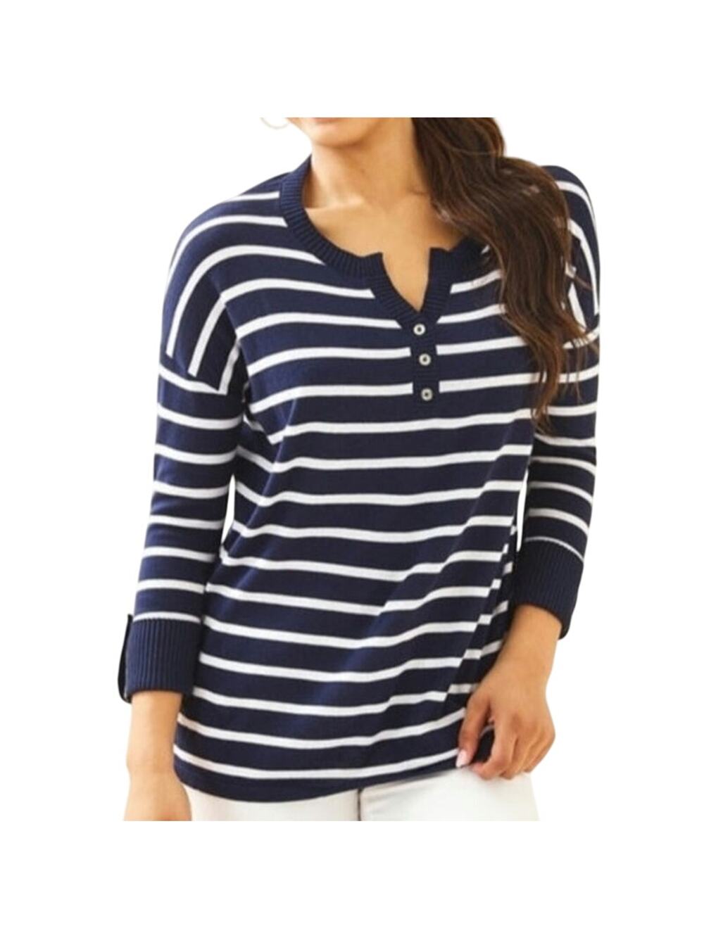 Lilly Pulitzer True Navy Moonlight Stripe Faraway Sweater